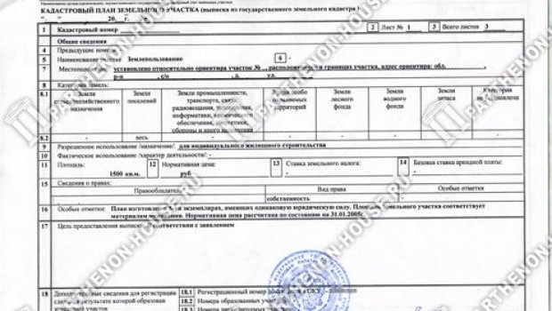 Выписка из Кадастра